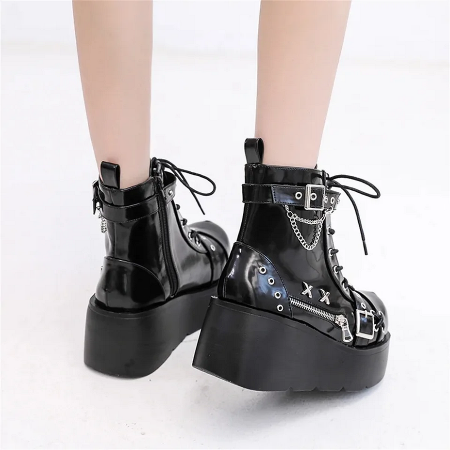 Gothic Style Platform Black Boots