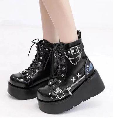 Gothic Style Platform Black Boots