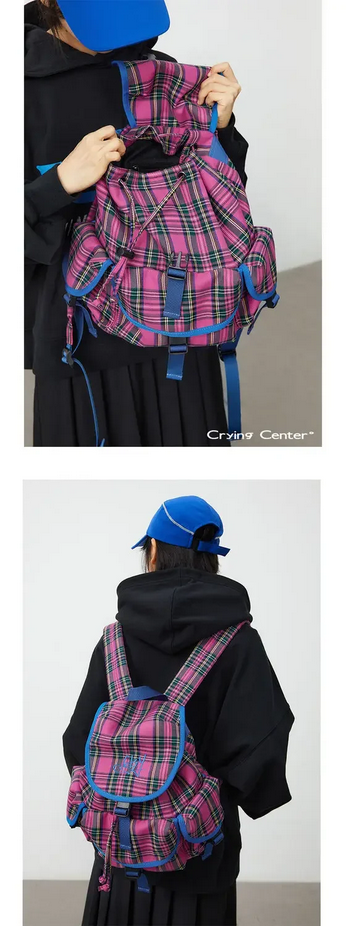 Preppy Style Plaid School Backpack