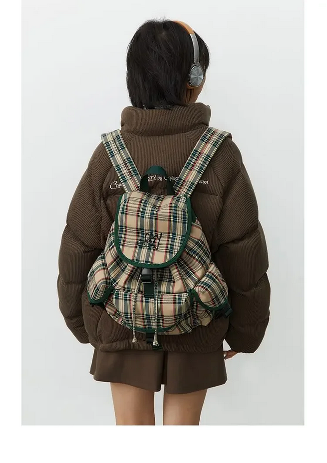 Preppy Style Plaid School Backpack