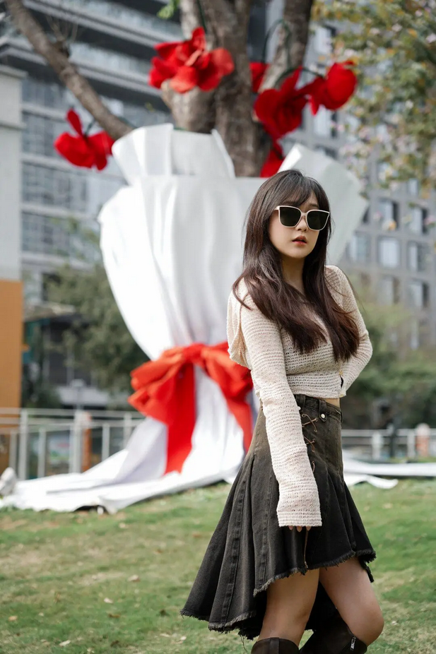 Women Lace Up Dark Academia E-girl Japanese Y2k Irregular Midi Skirt