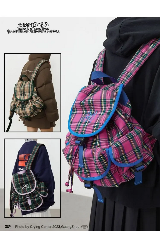 Preppy Style Plaid School Backpack