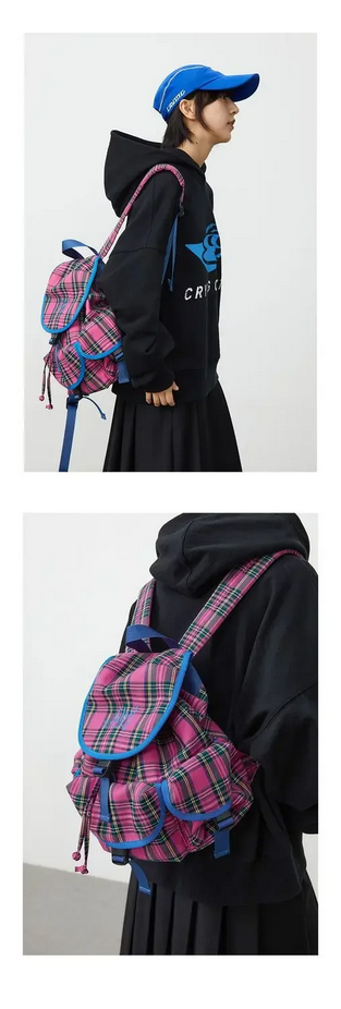 Preppy Style Plaid School Backpack