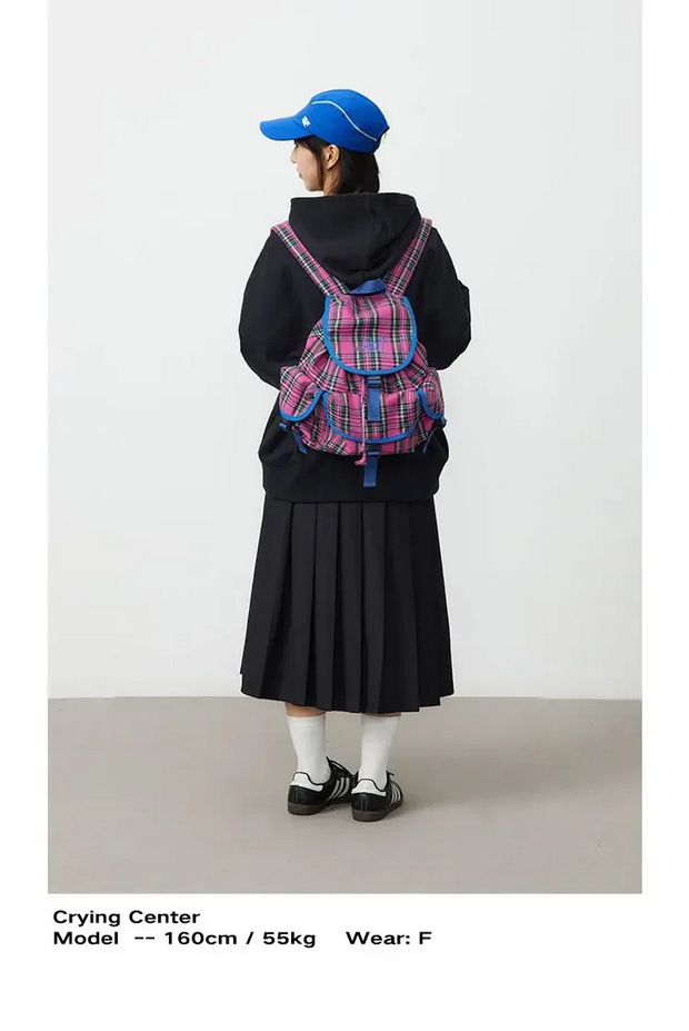 Preppy Style Plaid School Backpack