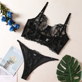 Beautiful Lace Embroidery With Underwire Lingerie Set