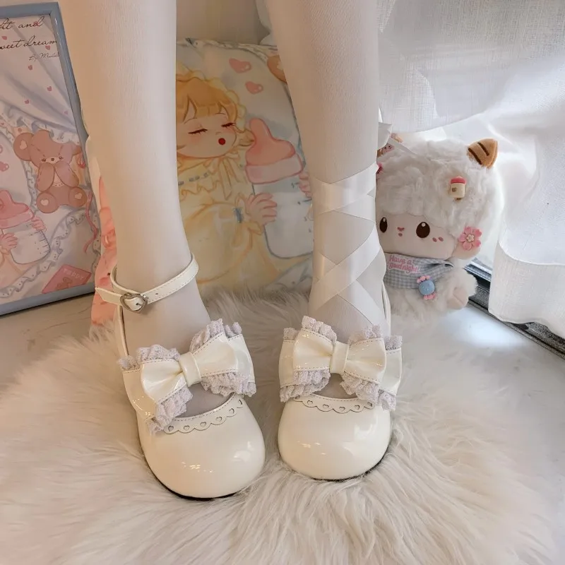 Japanese Sweet Style Cosplay Ruffled Bow Lolita Shoes