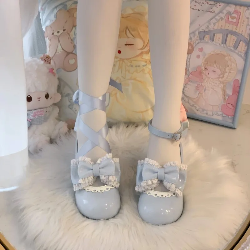 Japanese Sweet Style Cosplay Ruffled Bow Lolita Shoes