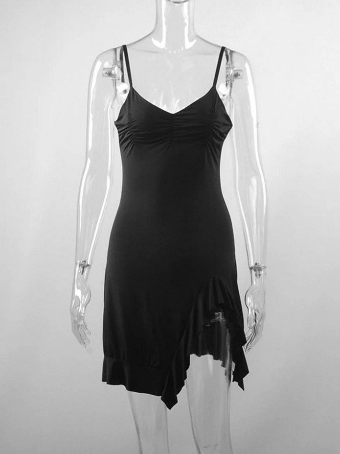 Black Sleeveless Gothic Y2k Dress