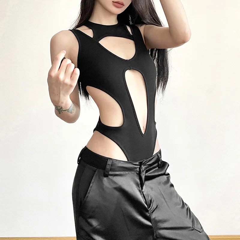 Grunge Gothic Hollow Out Sexy Bodysuits