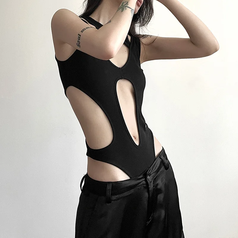 Grunge Gothic Hollow Out Sexy Bodysuits