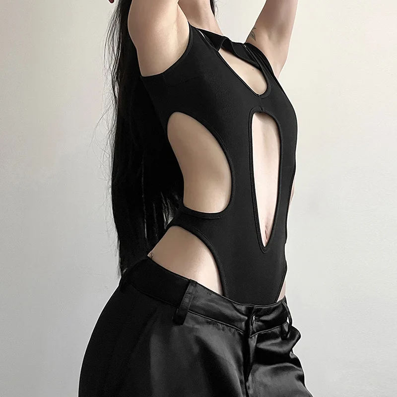 Grunge Gothic Hollow Out Sexy Bodysuits