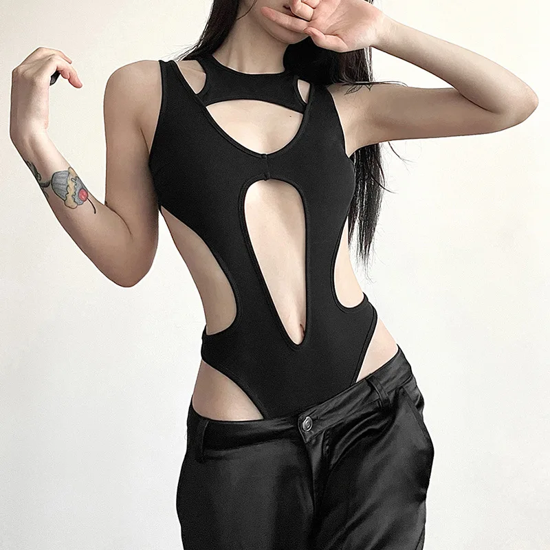 Grunge Gothic Hollow Out Sexy Bodysuits