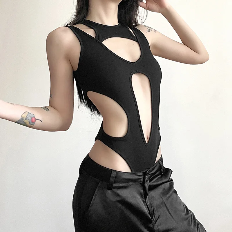 Grunge Gothic Hollow Out Sexy Bodysuits