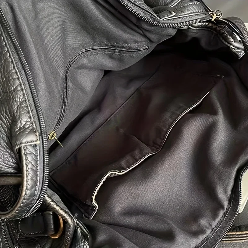 One Shoulder Crossbody Vintage Gothic Black Leather Bag