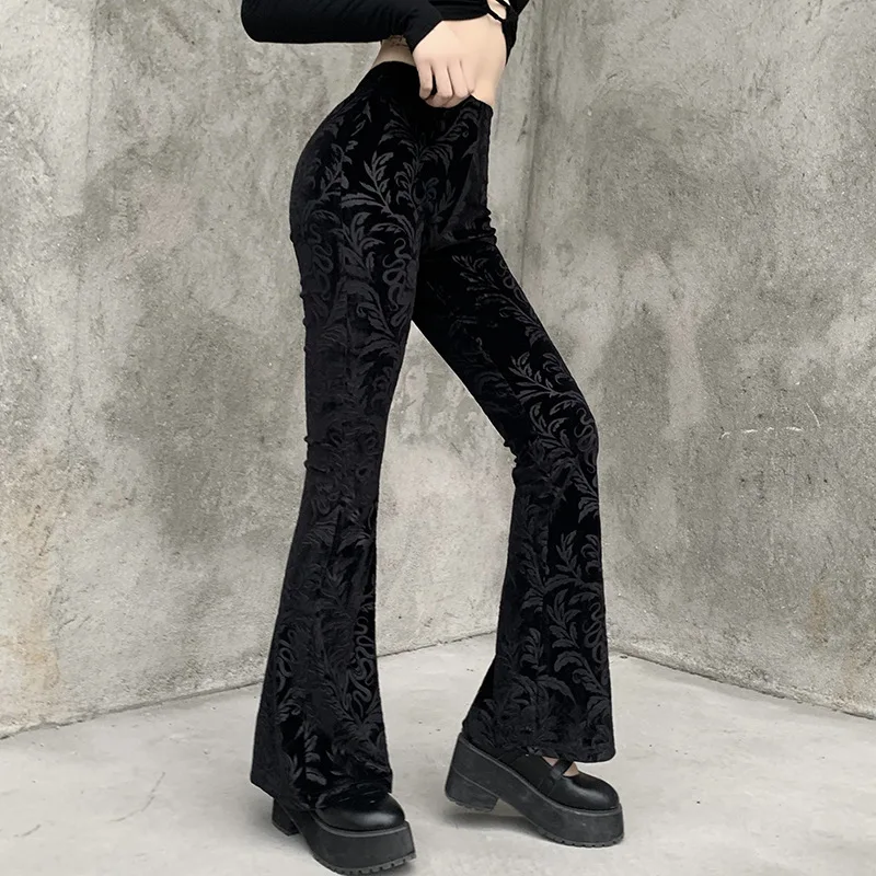 Black Vintage Velvet Gothic Pants