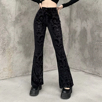 Black Vintage Velvet Gothic Pants