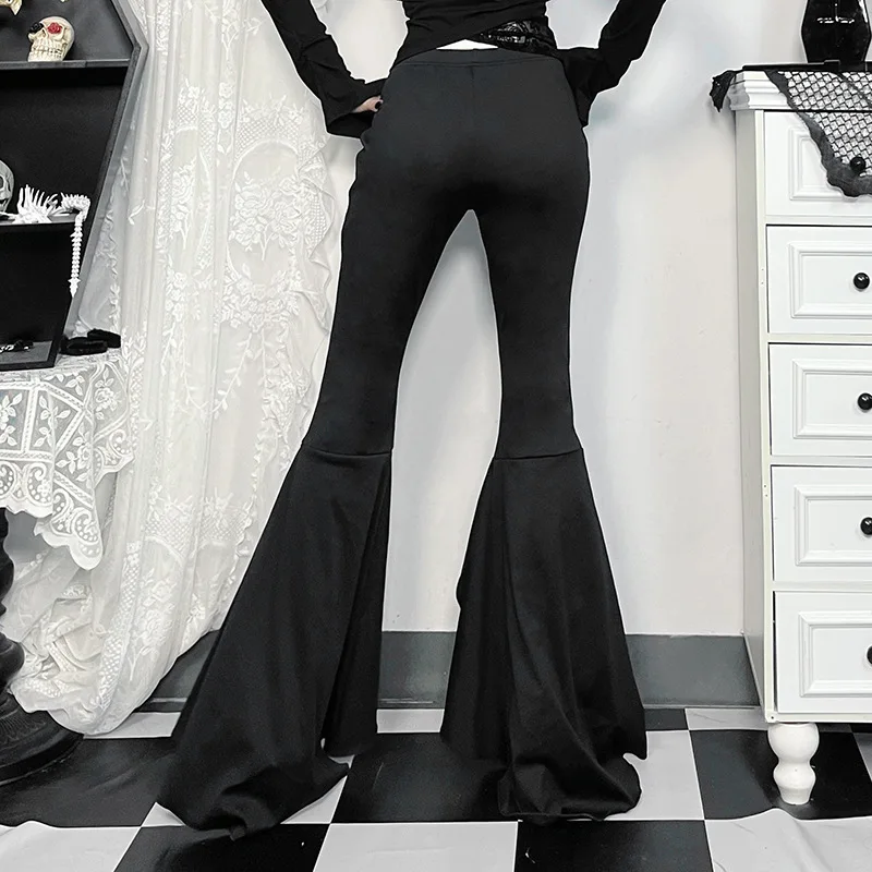 Gothic Aesthetic Black High Waist Flare Pants