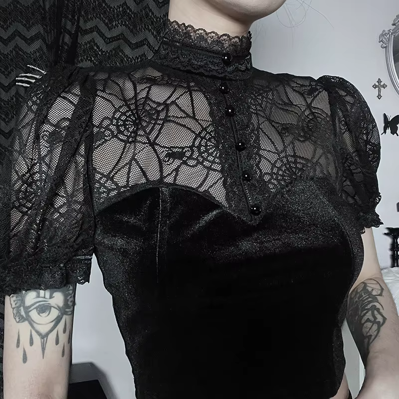 Gothic Spider Web Lace Top