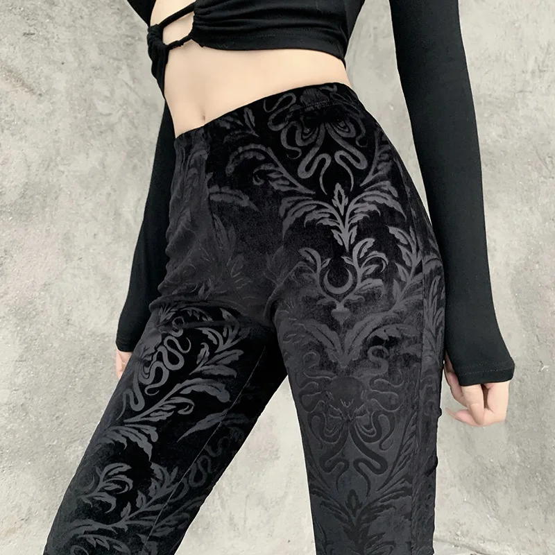 Black Vintage Velvet Gothic Pants