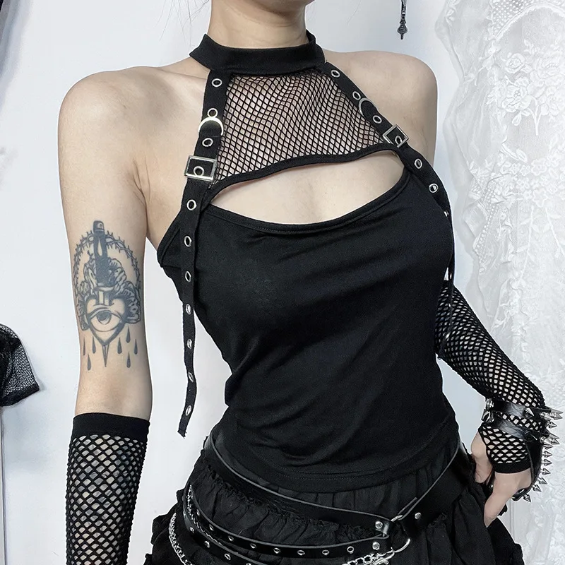 Gothic  Dark Sexy Strap Tank Top