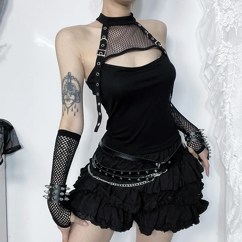 Gothic  Dark Sexy Strap Tank Top