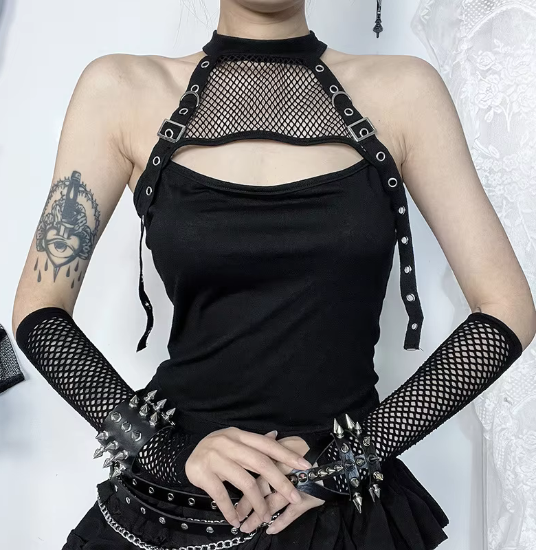 Gothic  Dark Sexy Strap Tank Top