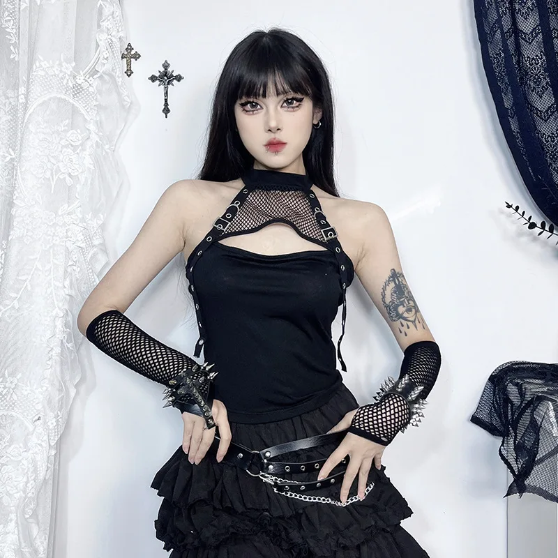Gothic  Dark Sexy Strap Tank Top
