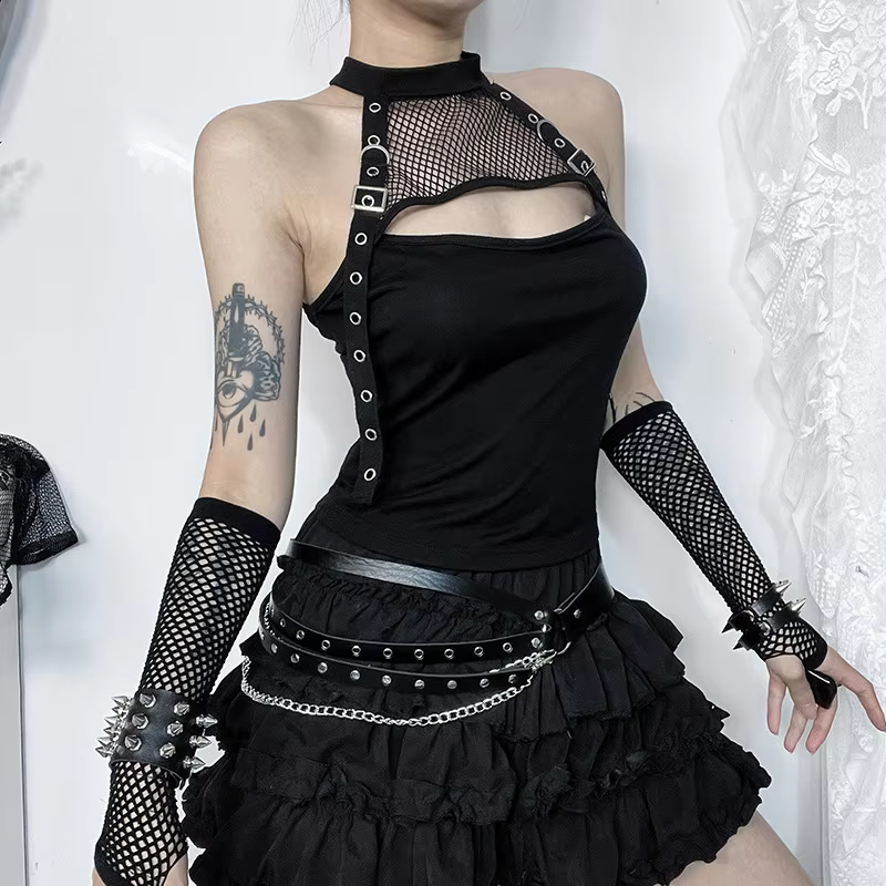 Gothic  Dark Sexy Strap Tank Top