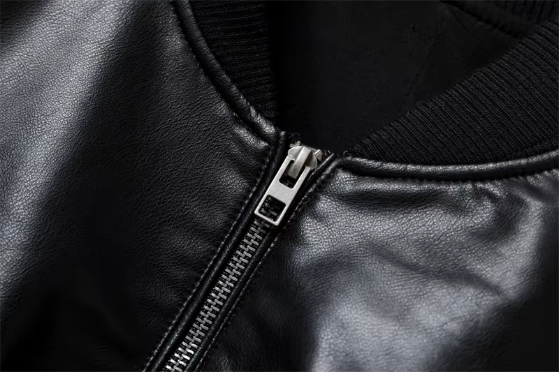 Gothic Vintage Style PU Leather Black Bomber Jacket