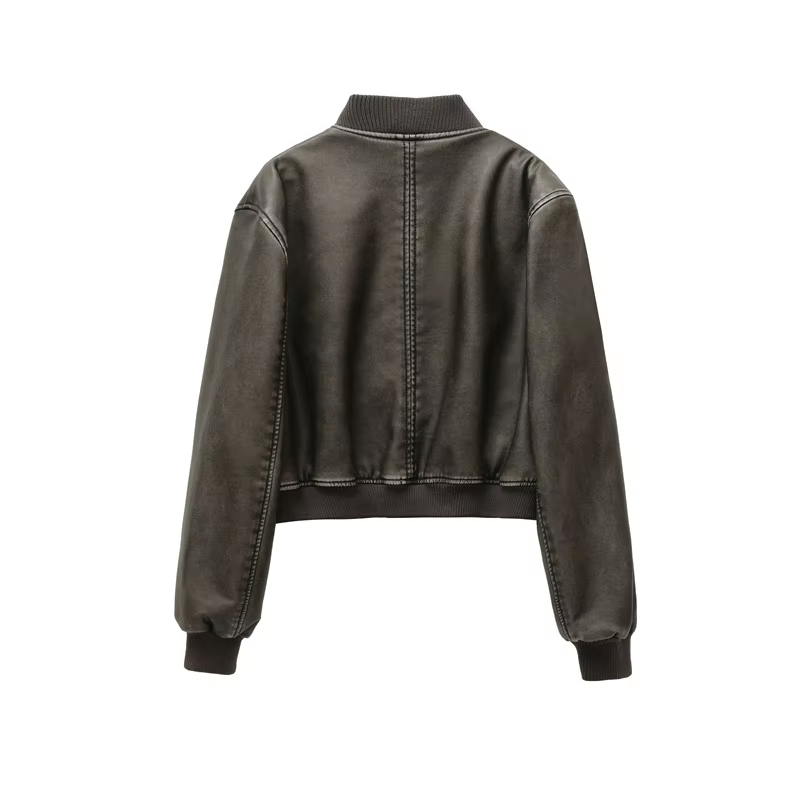 Gothic Vintage Style PU Leather Black Bomber Jacket