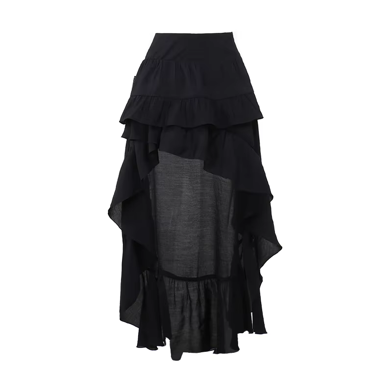 Women&#39;s Gothic Black Asymmetric  Design Skirt