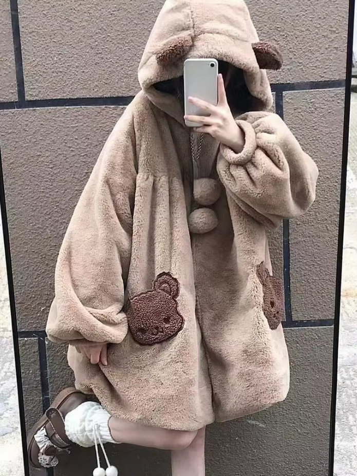 Cozy Kawaii Hooded Teddy Bear Coat
