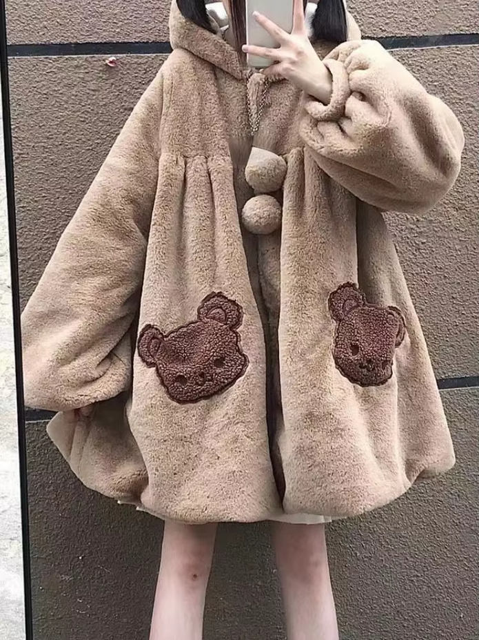 Cozy Kawaii Hooded Teddy Bear Coat