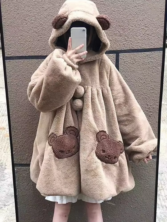 Cozy Kawaii Hooded Teddy Bear Coat