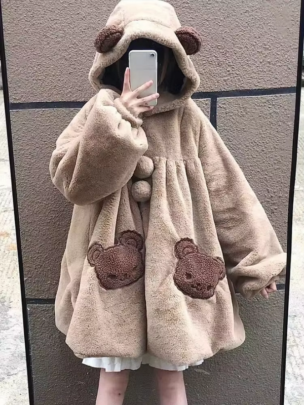 Cozy Kawaii Hooded Teddy Bear Coat