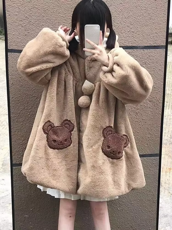 Cozy Kawaii Hooded Teddy Bear Coat