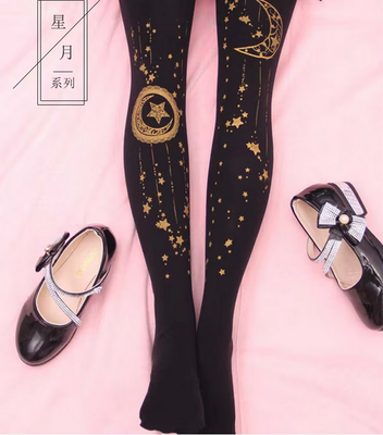 Kawaii Stars and Moon Mori Girl Tights Stockings
