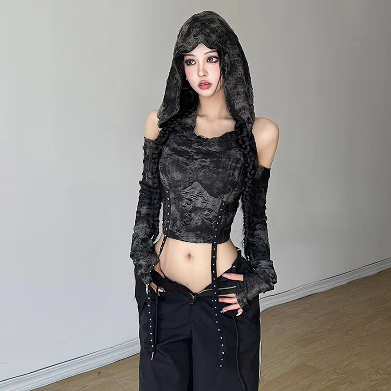 Gothic Punk Women&#39;s Hooded Top