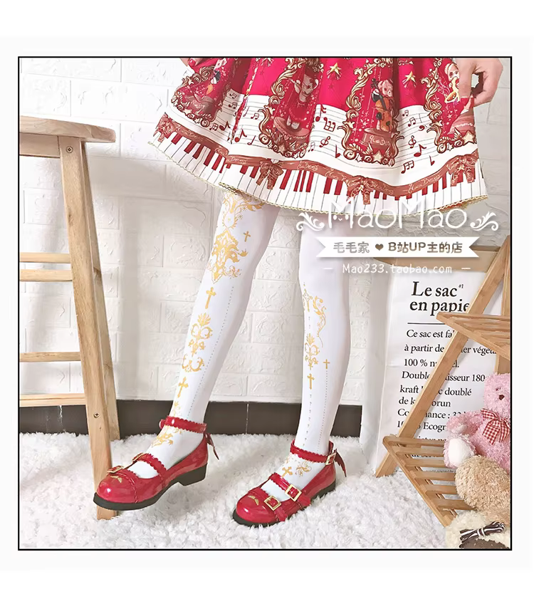 Intricate Pattern Gothic Lolita Stockings Pantyhose