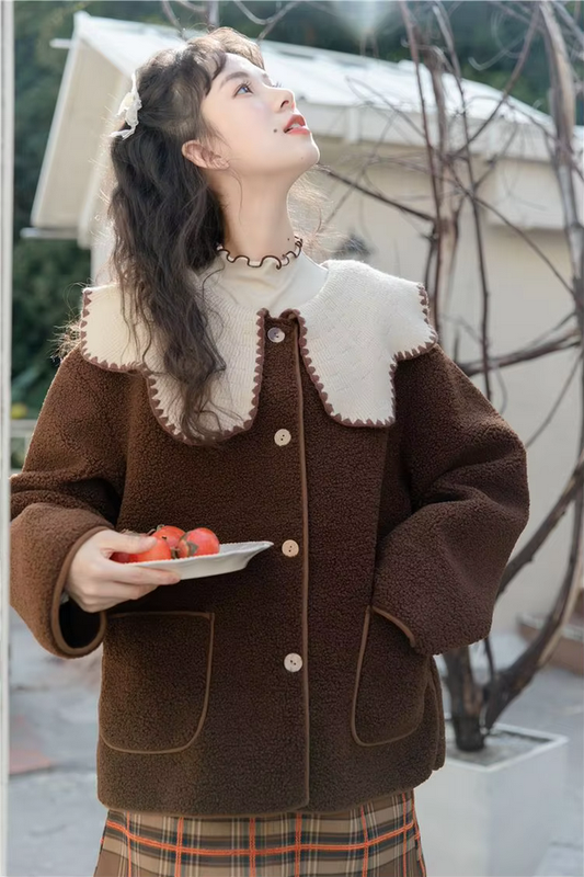 Kawaii Doll Collar Japanese Retro Style Women&#39;s Coat