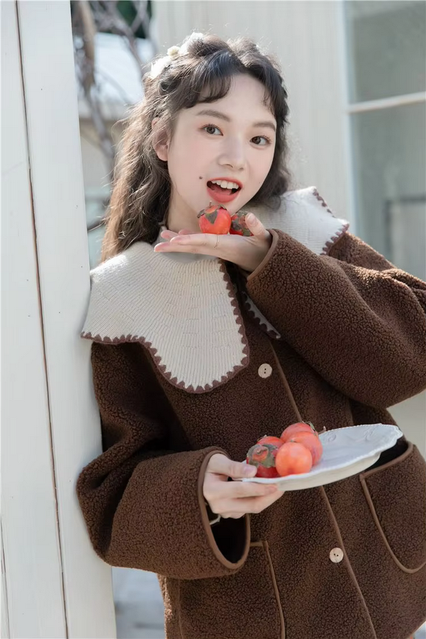 Kawaii Doll Collar Japanese Retro Style Women&#39;s Coat