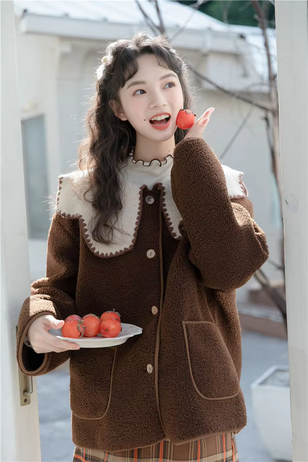 Kawaii Doll Collar Japanese Retro Style Women&#39;s Coat