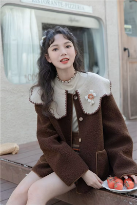 Kawaii Doll Collar Japanese Retro Style Women&#39;s Coat