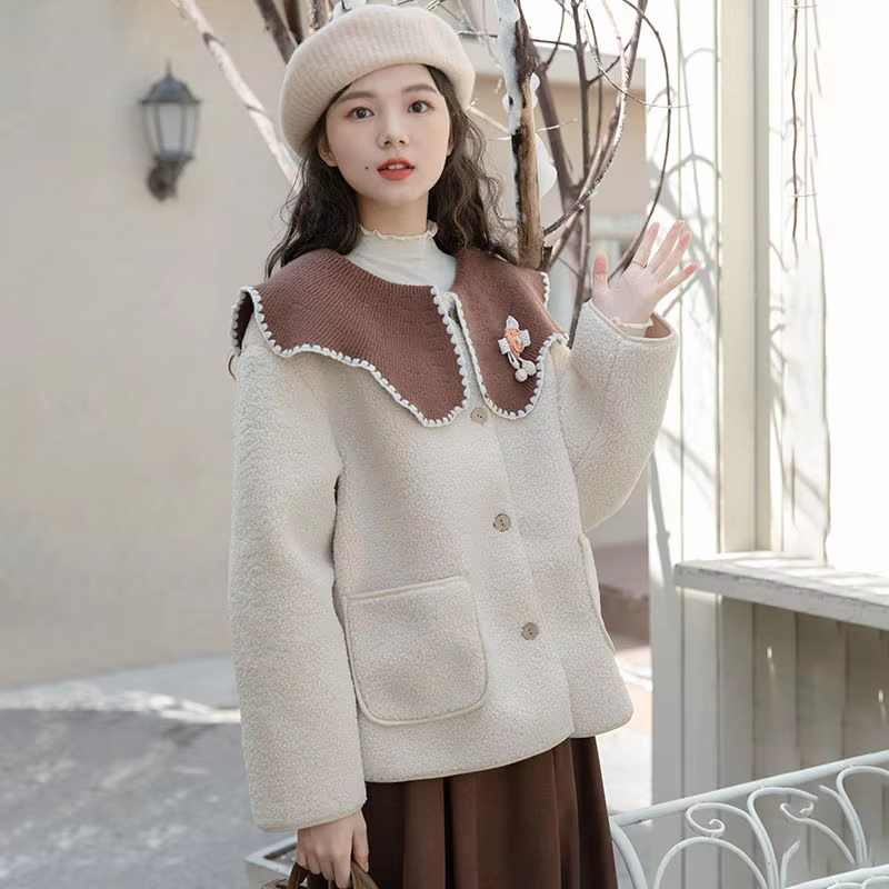 Kawaii Doll Collar Japanese Retro Style Women&#39;s Coat