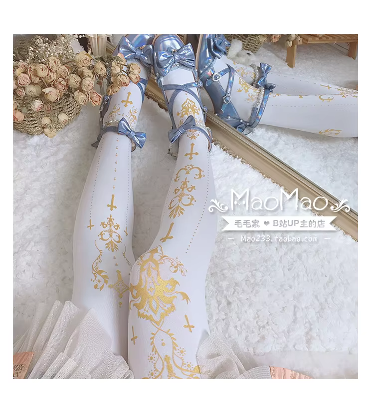 Intricate Pattern Gothic Lolita Stockings Pantyhose
