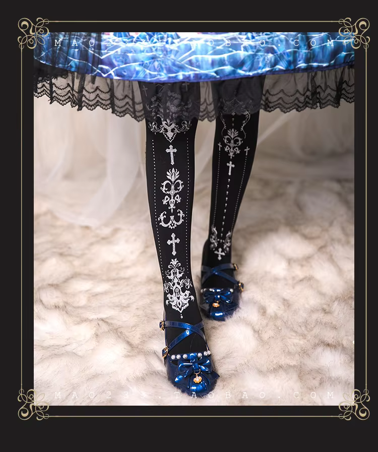 Intricate Pattern Gothic Lolita Stockings Pantyhose