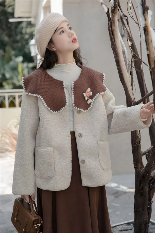 Kawaii Doll Collar Japanese Retro Style Women&#39;s Coat