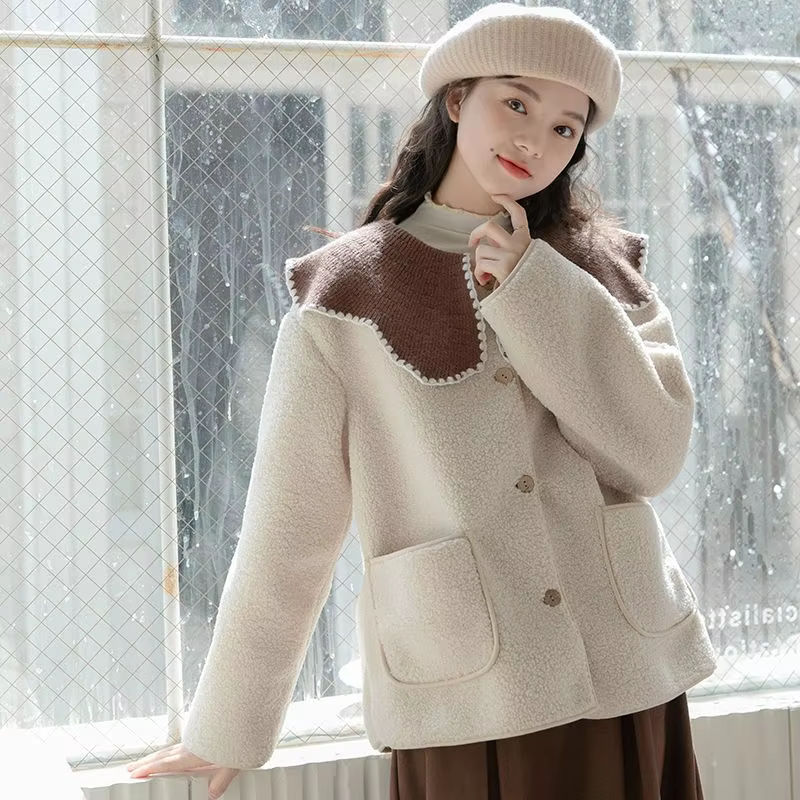 Kawaii Doll Collar Japanese Retro Style Women&#39;s Coat