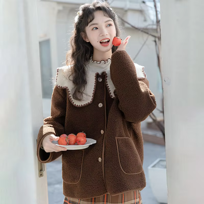Kawaii Doll Collar Japanese Retro Style Women&#39;s Coat