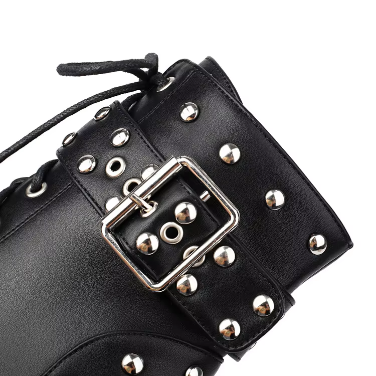 Belt Buckle Rivet Rivet Gothic Punk High Heels Boots